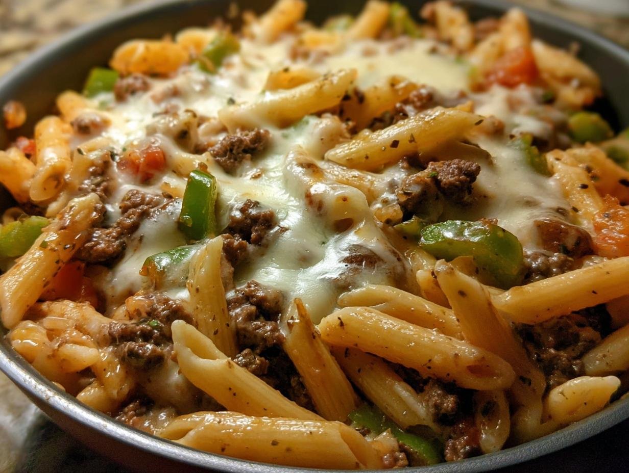 Philly Cheesesteak Pasta: Amazing 1-Pan Dinner - Philly Cheesesteak Pasta - additional detail