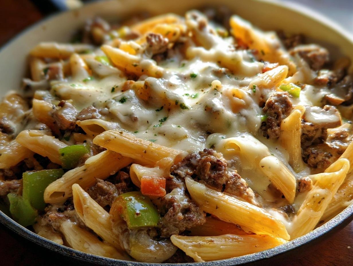 Philly Cheesesteak Pasta: Amazing 1-Pan Dinner - Philly Cheesesteak Pasta - additional detail
