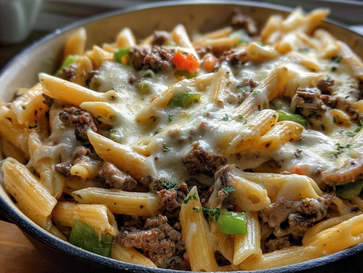 Philly Cheesesteak Pasta: Amazing 1-Pan Dinner