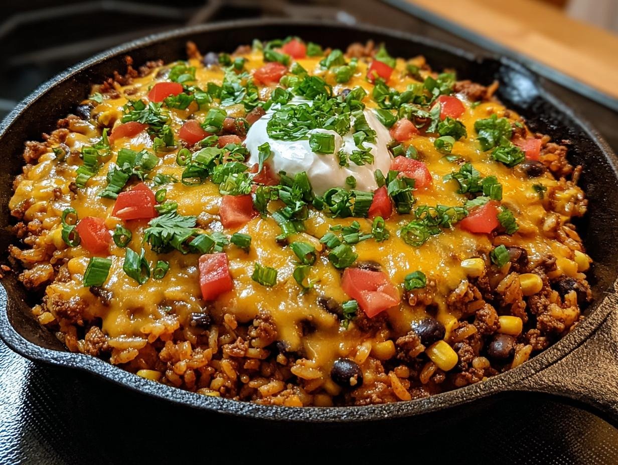 Cheesy Taco Skillet Rice: 1 Easy Dinner