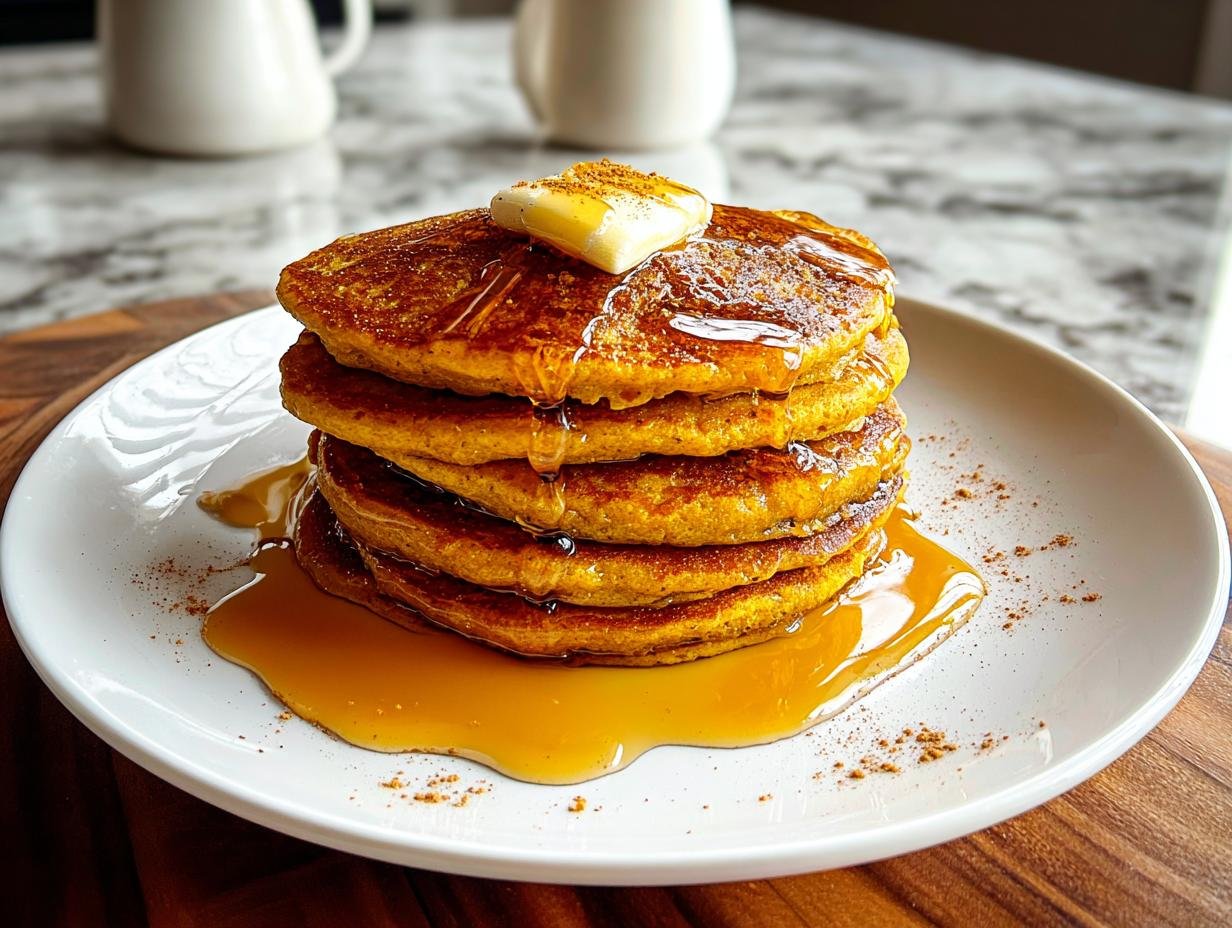 Irresistible Pumpkin Pancakes Fluffy - close-up of fluffy pumpkin pancakes stacked on a plate