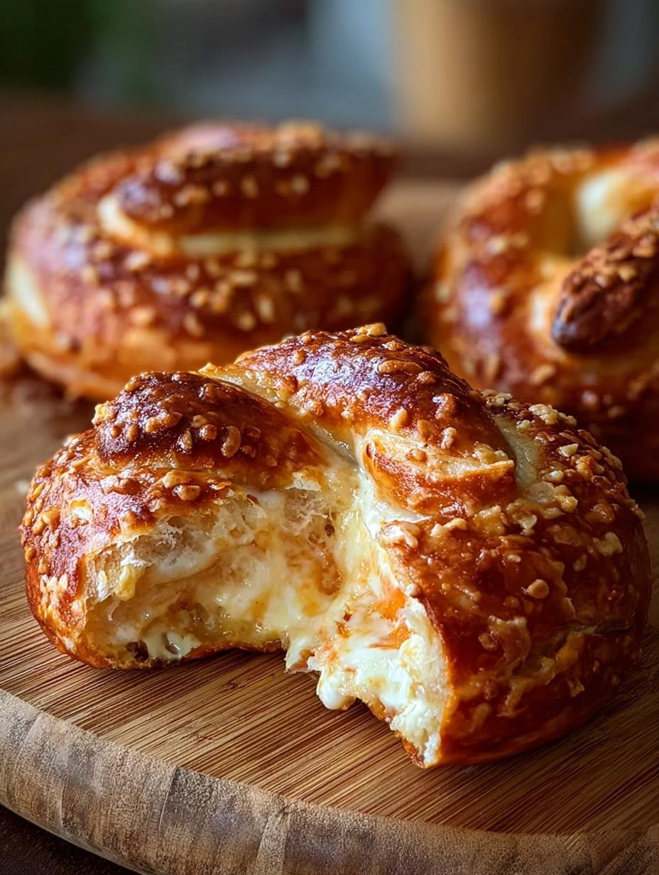 Amazing Cheese Stuffed Pretzels Flavor in 1 Hour - Golden-brown cheese stuffed pretzels on a baking sheet, showcasing their delicious texture and melted cheese filling
