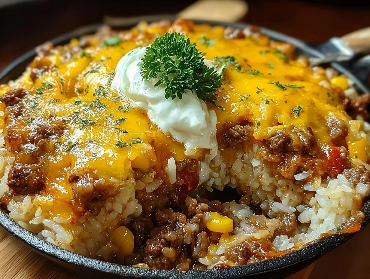 Cheesy Baked Beef Rice