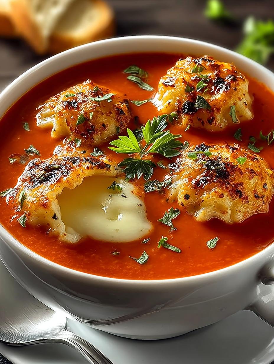 Creamy Tomato Soup with Cheese Dumplings for Comfort - Creamy Tomato Soup with - additional detail