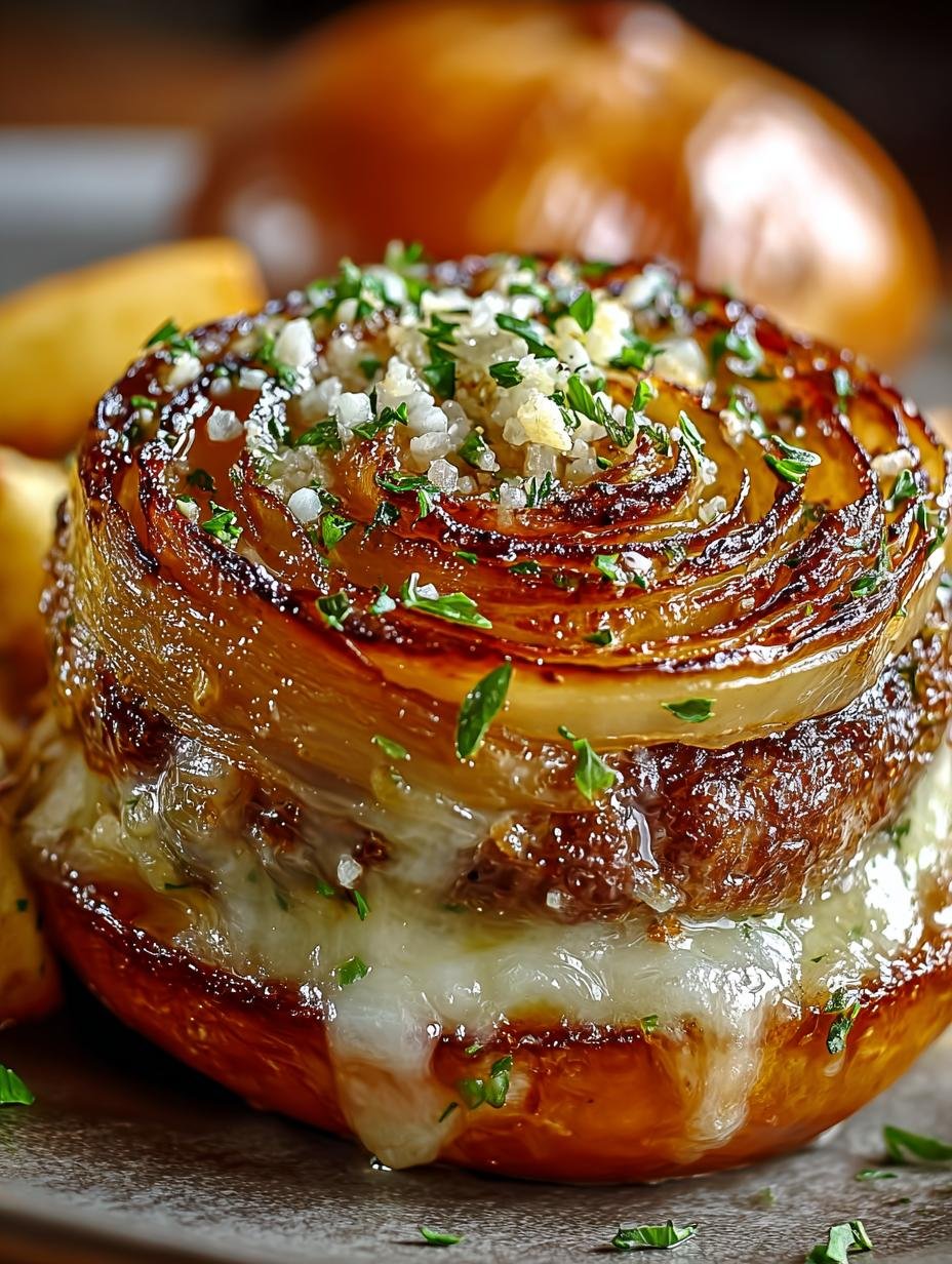 Indulge Gourmet French Onion Burger: A Flavor Experience - Indulge Gourmet French Onion - main visual representation