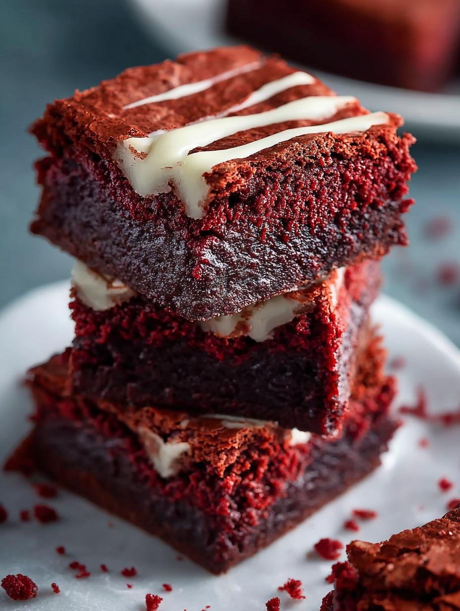 Irresistible Red Velvet Brownies Fudgy served on a plate