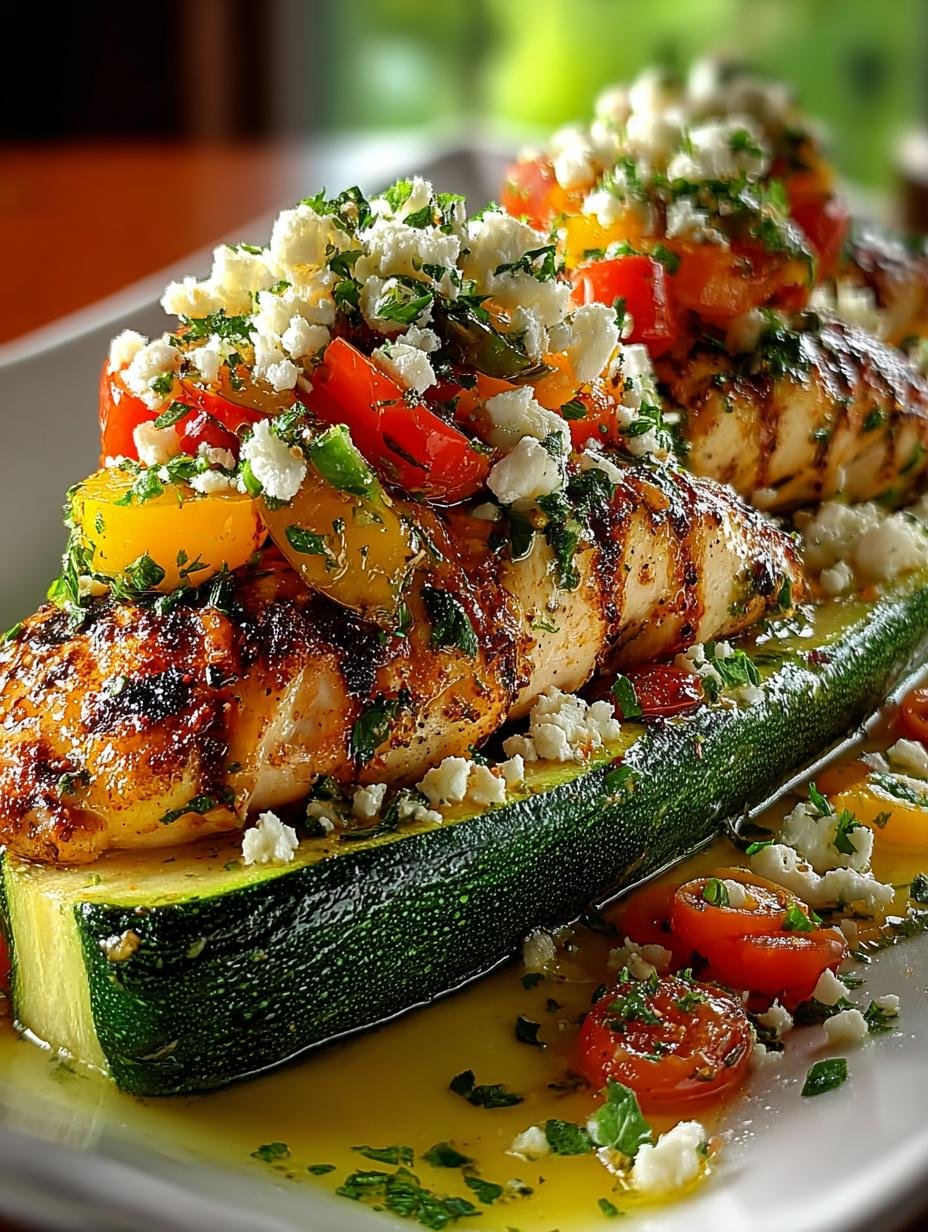 Flavorful Mediterranean Chicken Zucchini Boats for Dinner - Flavorful Mediterranean Chicken Zucchini - main visual representation