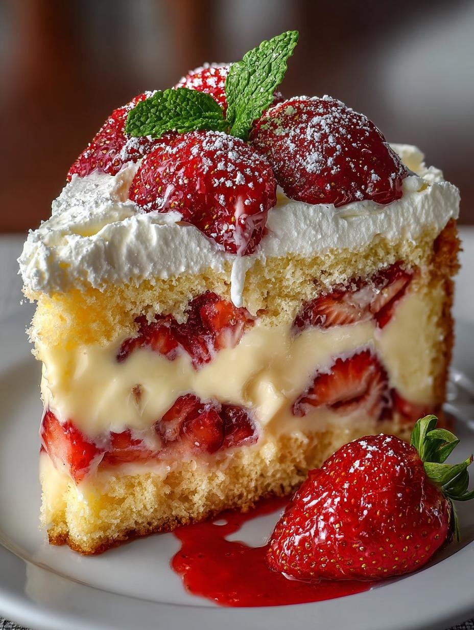 Strawberry Custard Delight Cake: 12 Layers of Bliss - Strawberry Custard Delight Cake - main visual representation