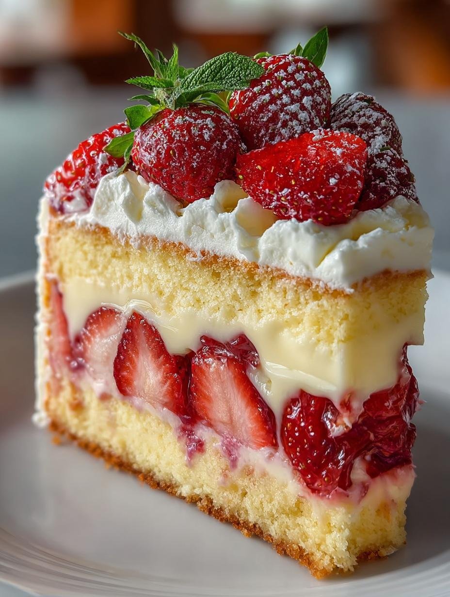 Strawberry Custard Delight Cake