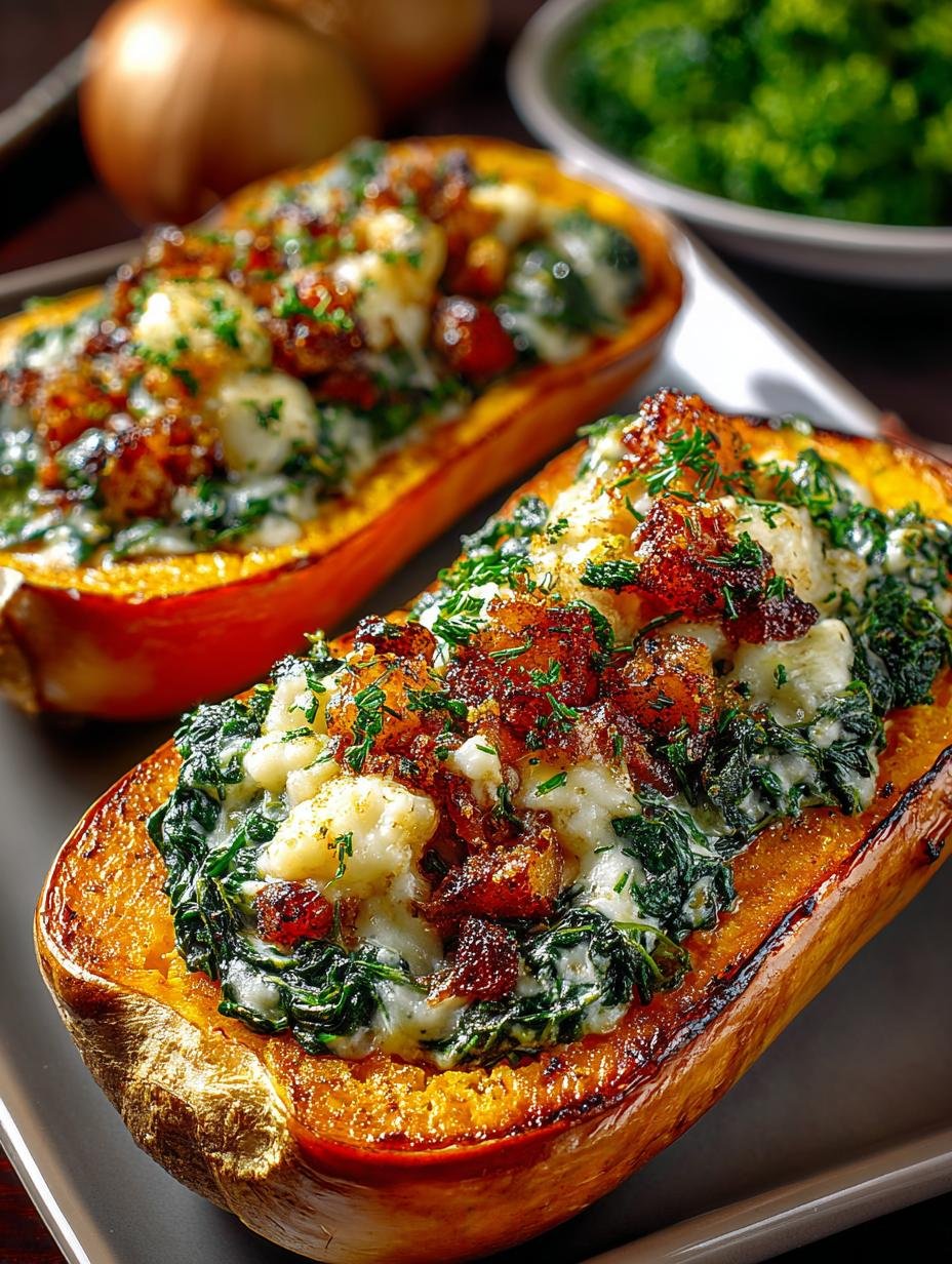 Delicious Stuffed Butternut Squash Spinach Recipe - Stuffed Butternut Squash Spinach - main visual representation