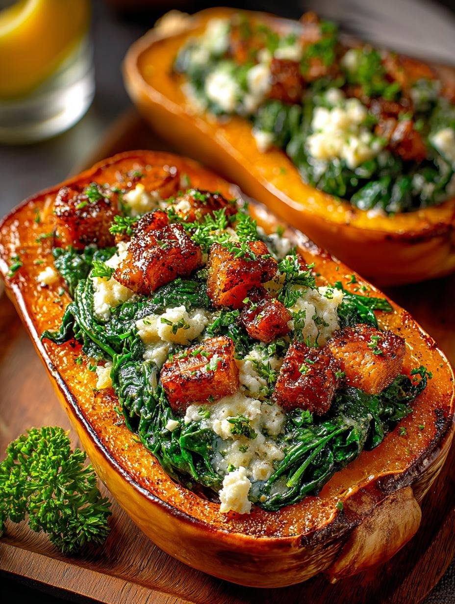 Stuffed Butternut Squash Spinach