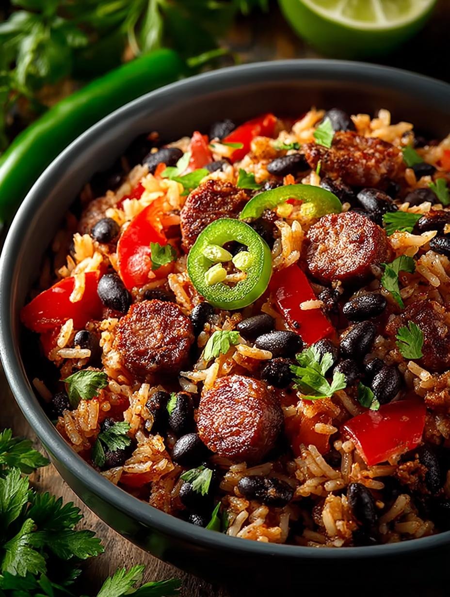 Black Beans Rice with Beef Sausage: A Comforting Delight - Black Beans Rice with - main visual representation