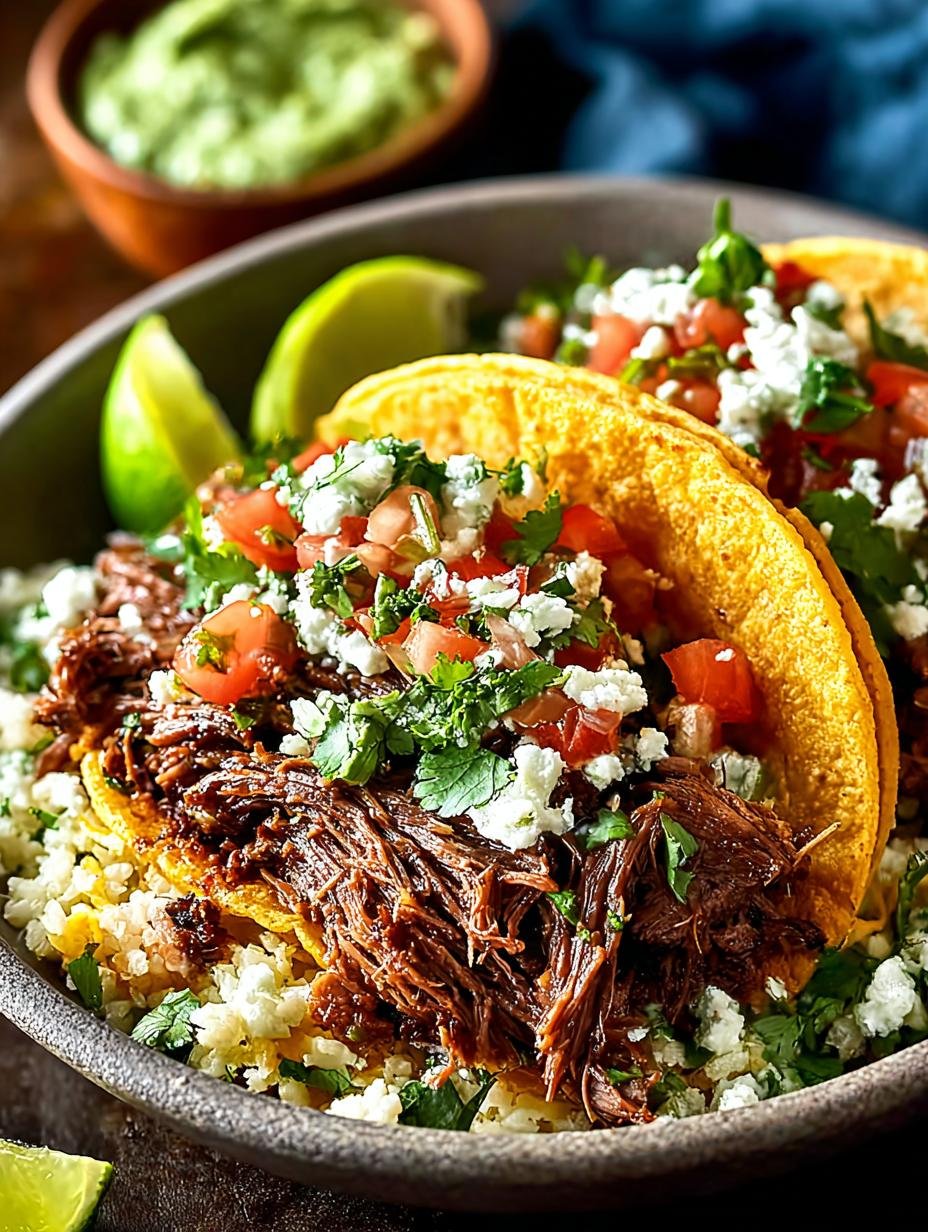 Flavorful Barbacoa Beef Taco Bowl with Avocado Ranch Drizzle - Flavorful Barbacoa Beef Taco - main visual representation