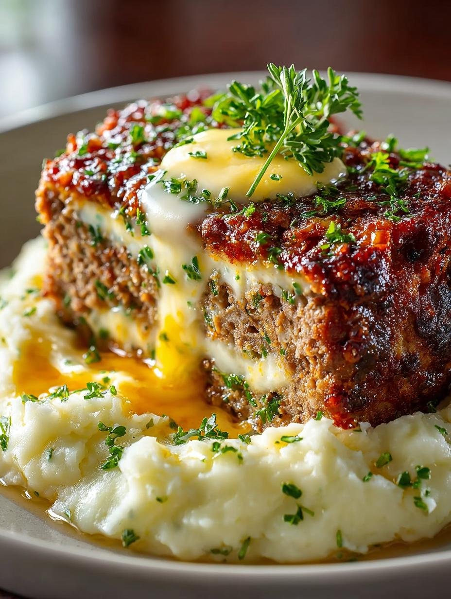 Hearty Meatloaf with Cheesy Mashed Potatoes Recipe - Hearty Meatloaf with Cheesy - additional detail