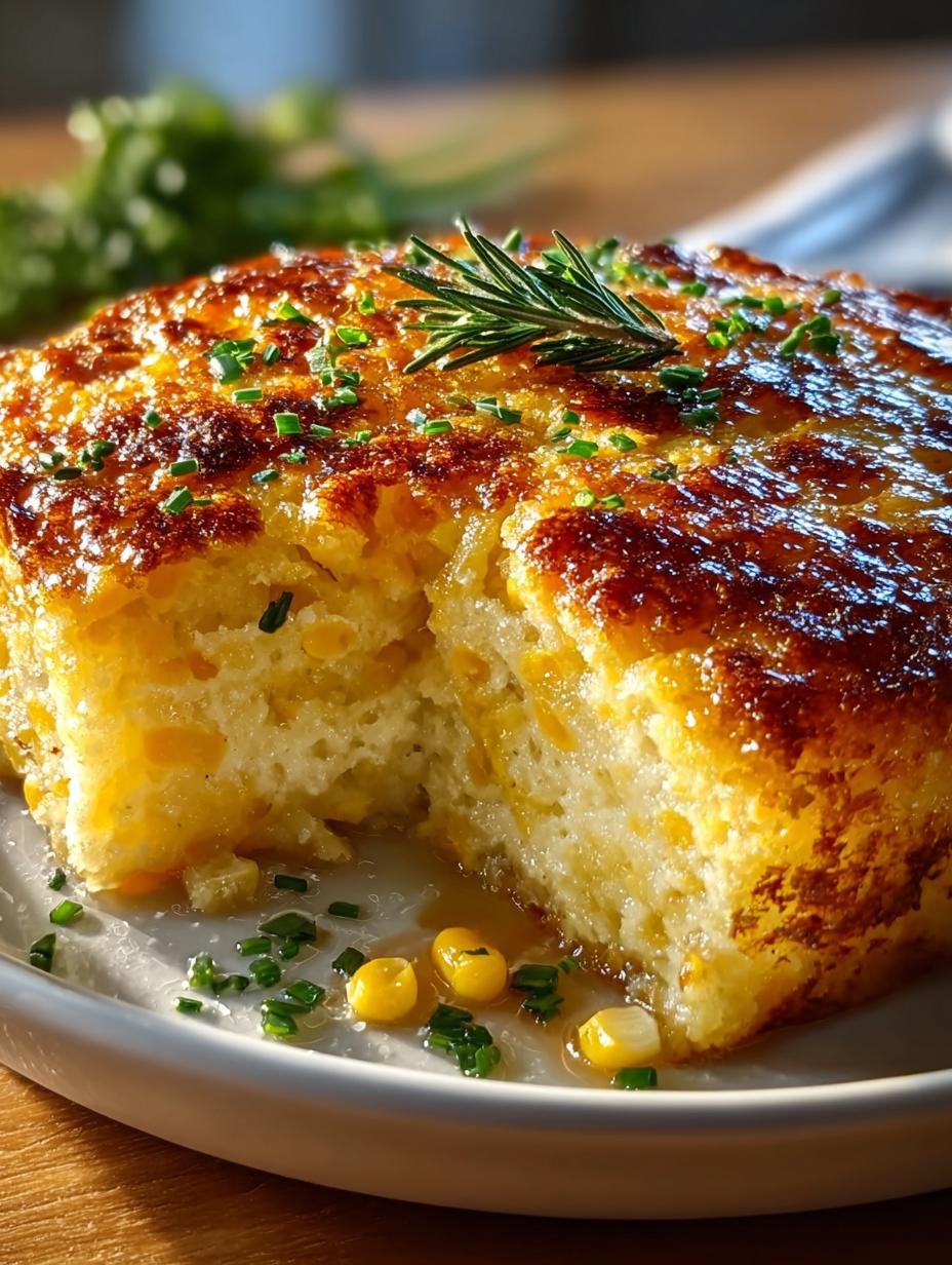 Irresistible Honey Glazed Corn Casserole fresh from the oven on a serving dish