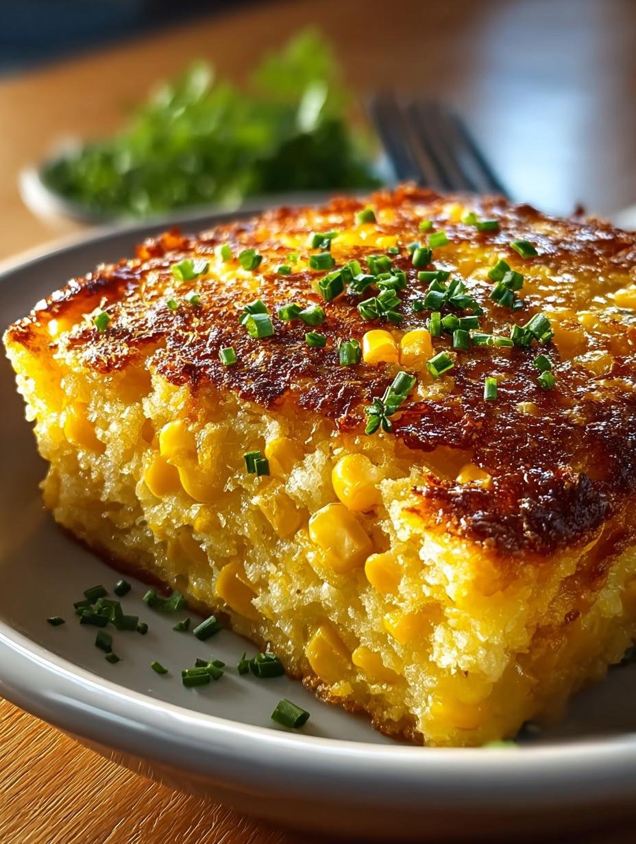 Delicious Honey Glazed Corn Casserole served with fresh herbs