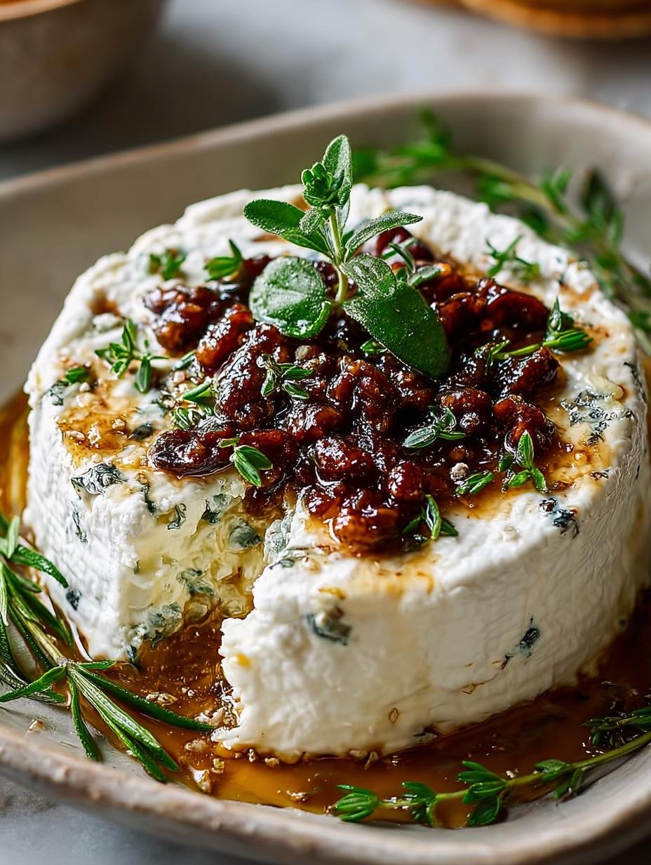 Irresistible Goat Cheese Appetizer with Fig Jam & Pecans - Irresistible Goat Cheese Appetizer - main visual representation