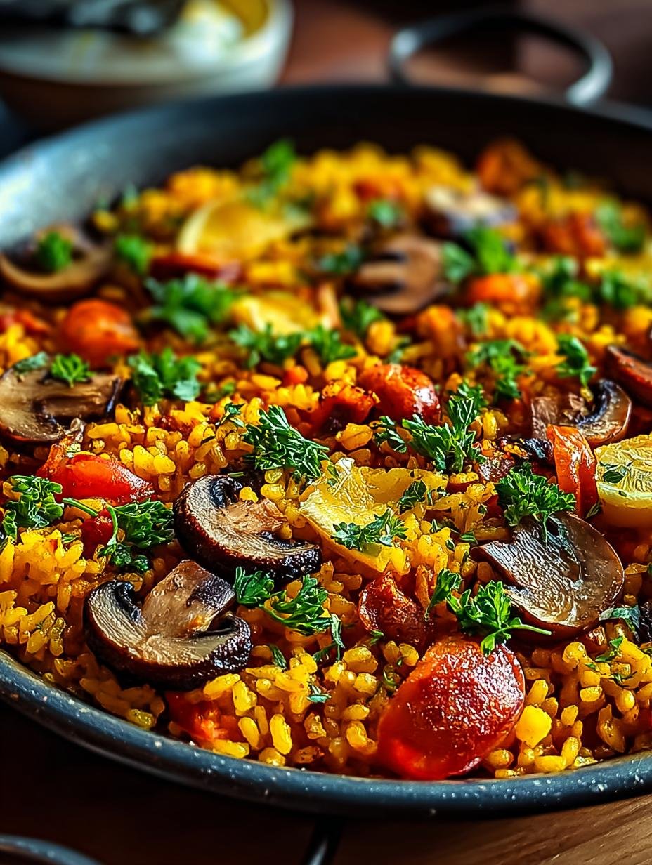 Irresistible Vegan Paella with Mixed Mushrooms Delight - Irresistible Vegan Paella with - main visual representation