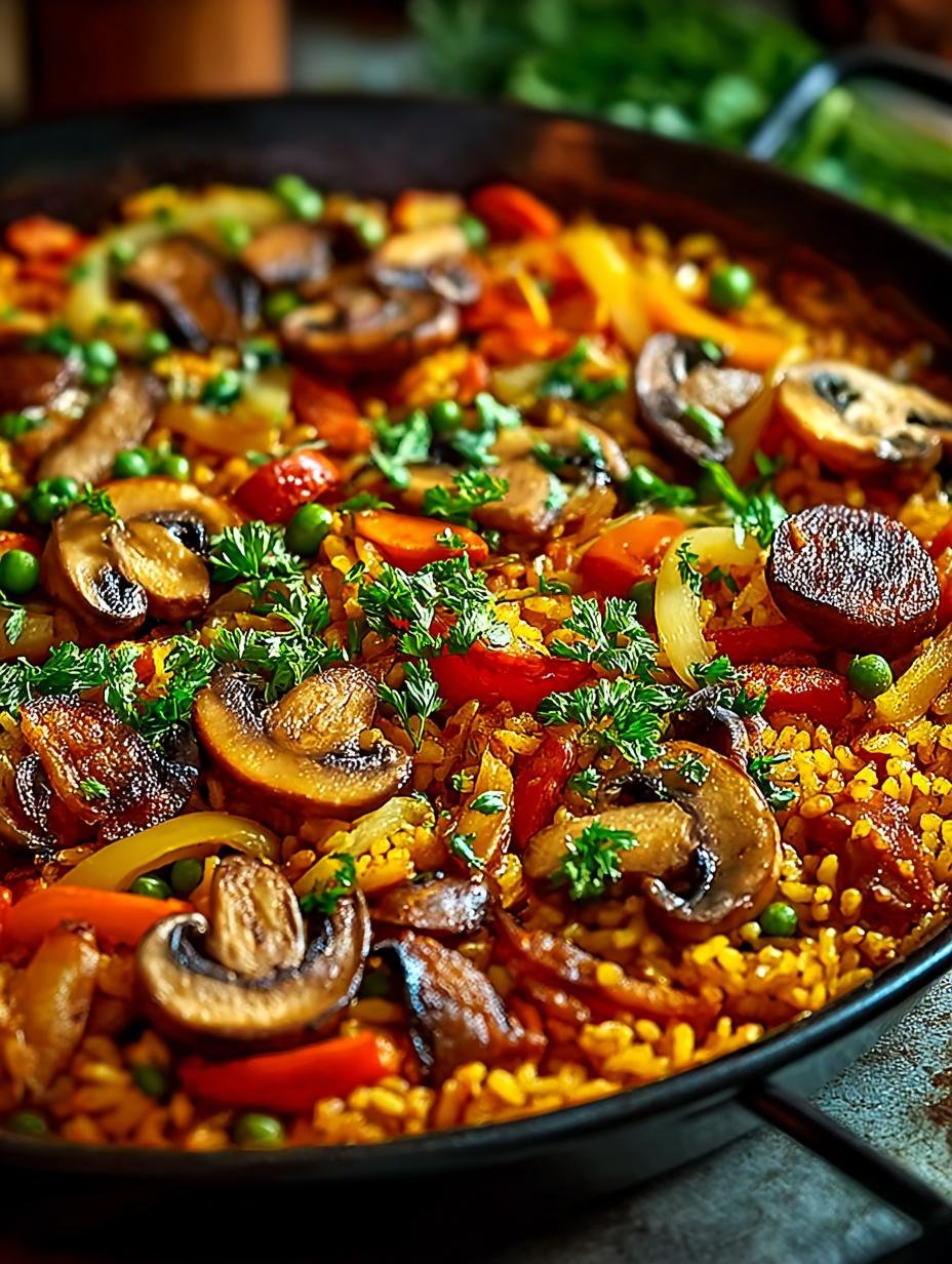 Irresistible Vegan Paella with Mixed Mushrooms Delight - Irresistible Vegan Paella with - additional detail