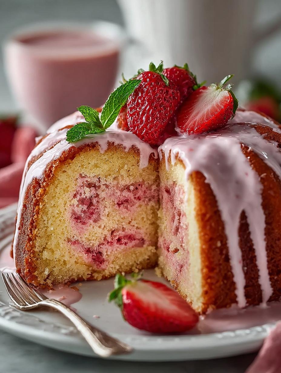 Delicious Strawberry Milkshake Pound Cake Recipe - Strawberry Milkshake Pound Cake - main visual representation