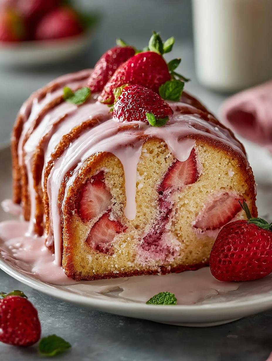 Delicious Strawberry Milkshake Pound Cake Recipe - Strawberry Milkshake Pound Cake - additional detail