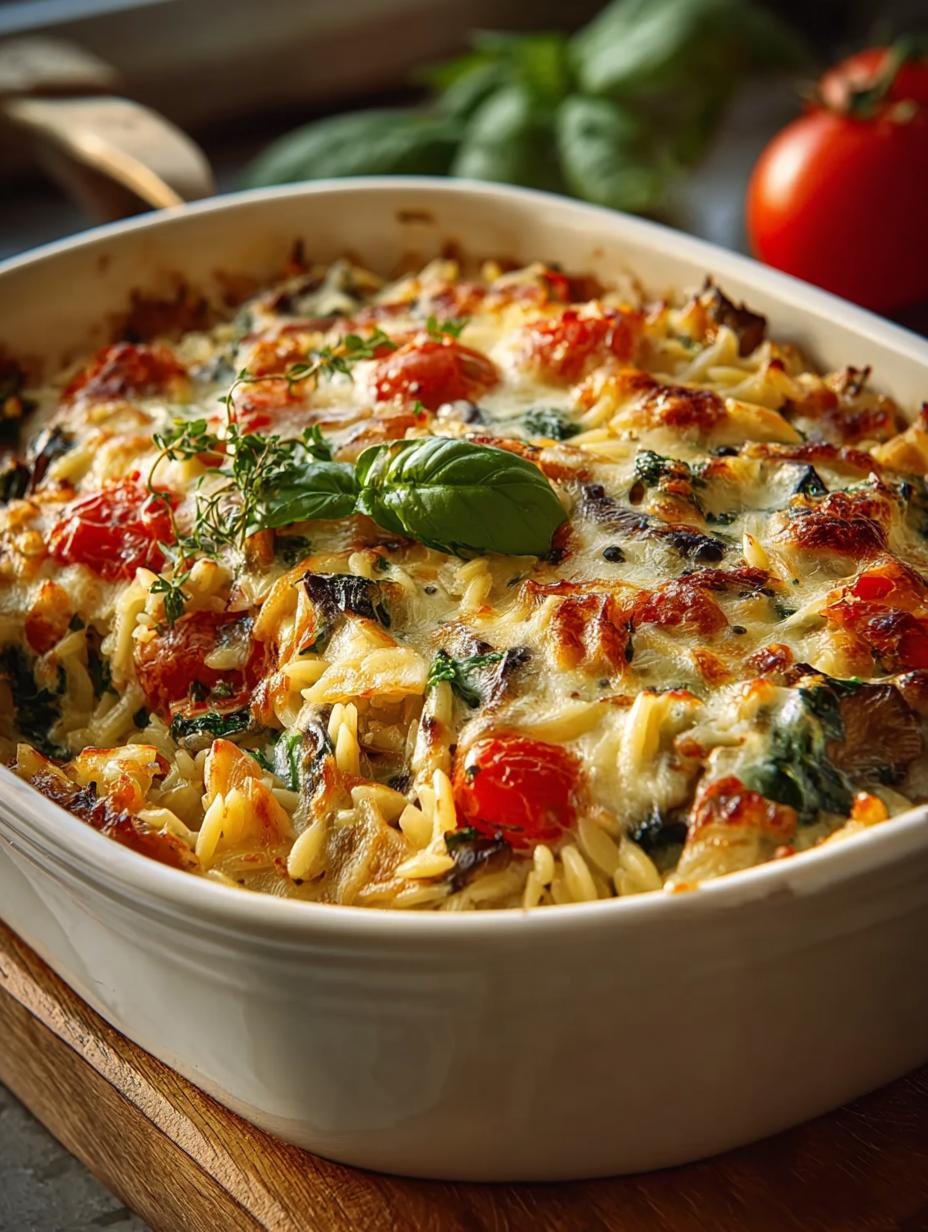 Cheesy Baked Orzo with