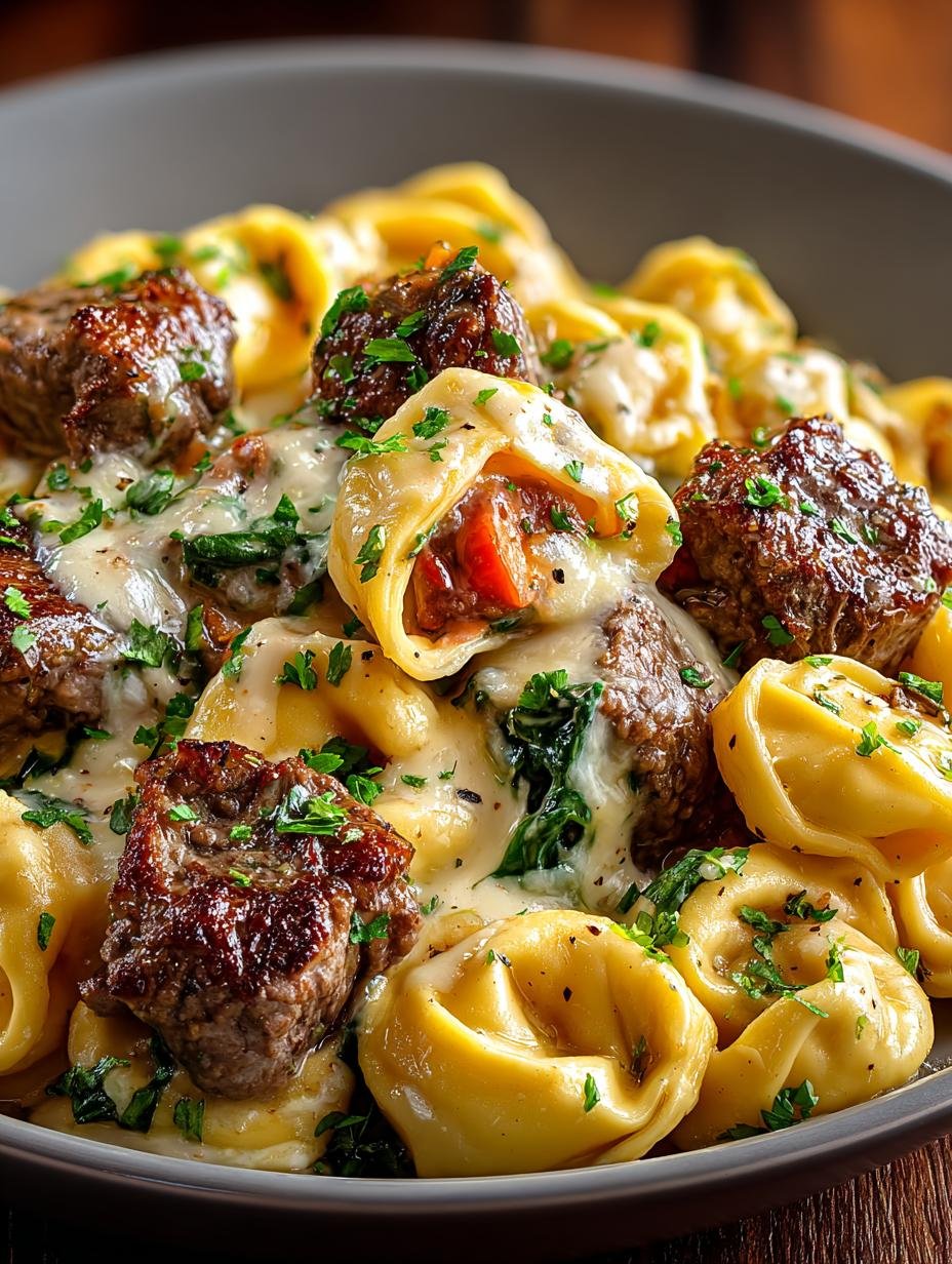 Creamy Cheesesteak Tortellini Delight