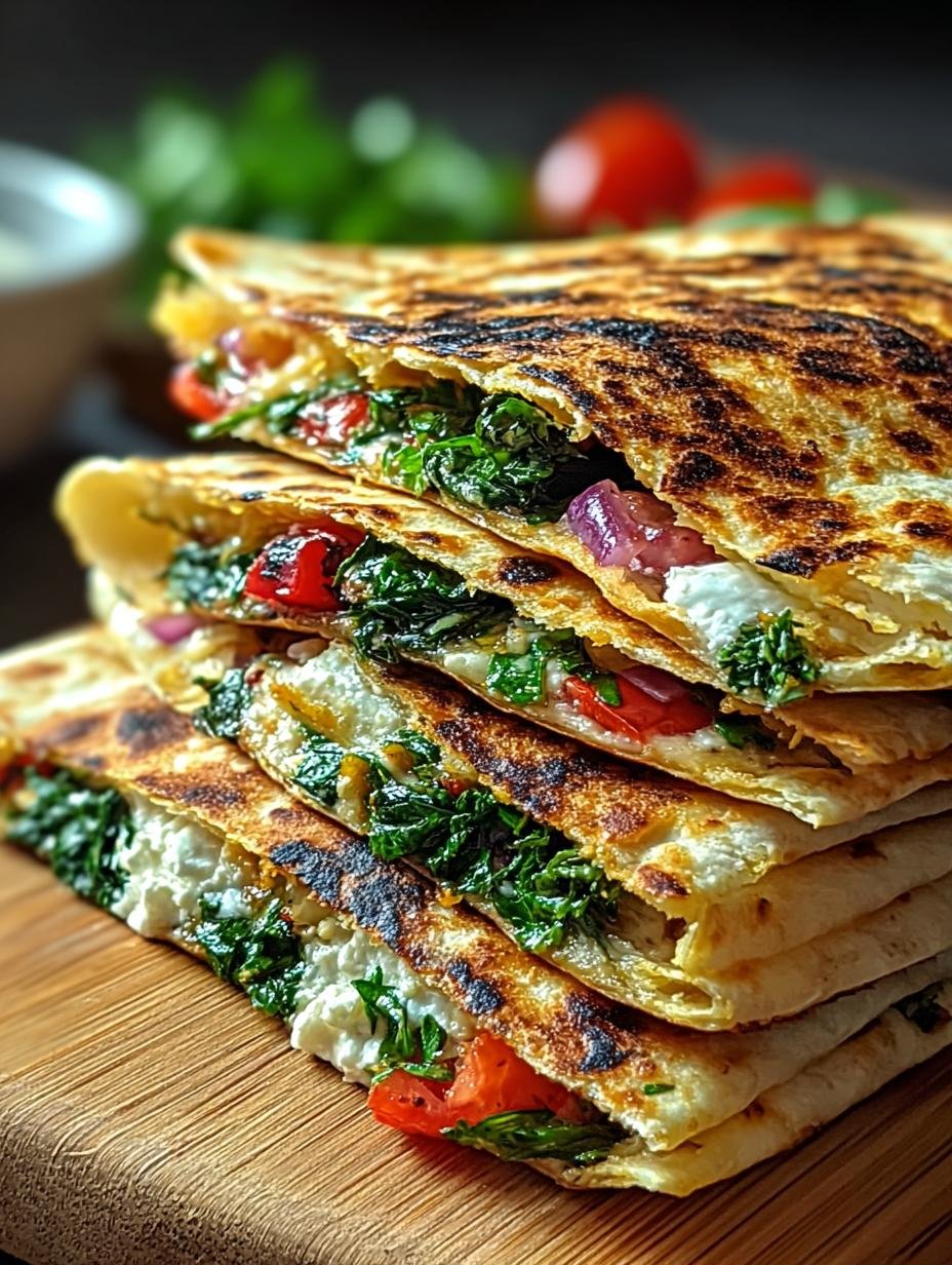 Irresistible Mediterranean Quesadillas with Spinach Delight - Irresistible Mediterranean Quesadillas with - main visual representation