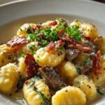 Beef Carbonara with Gnocchi