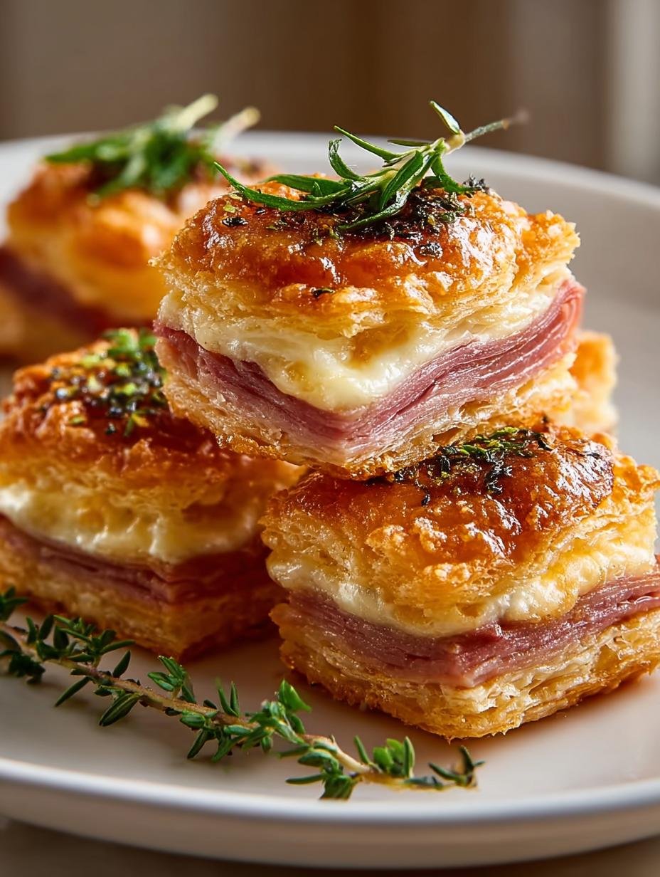 Delicious Crispy Beef Ham Cheese Puff Pastry Stacks - Crispy Beef Ham Cheese - main visual representation