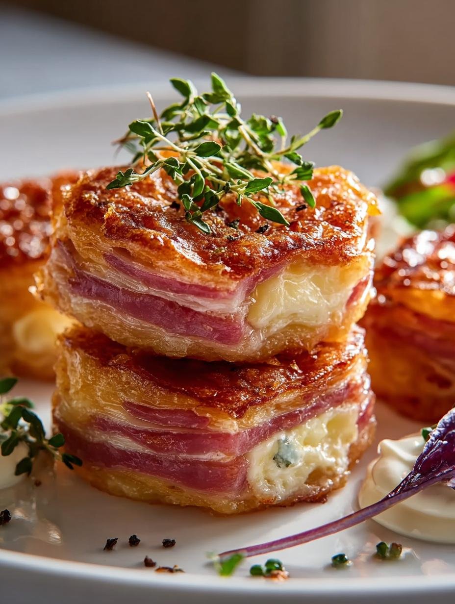 Delicious Crispy Beef Ham Cheese Puff Pastry Stacks