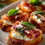 Mozzarella Beef Prosciutto Crostini