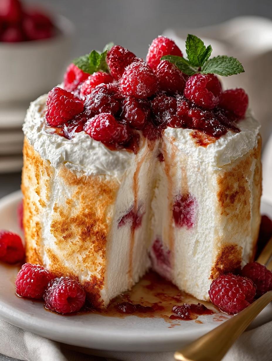 Raspberry Angel Food Cake