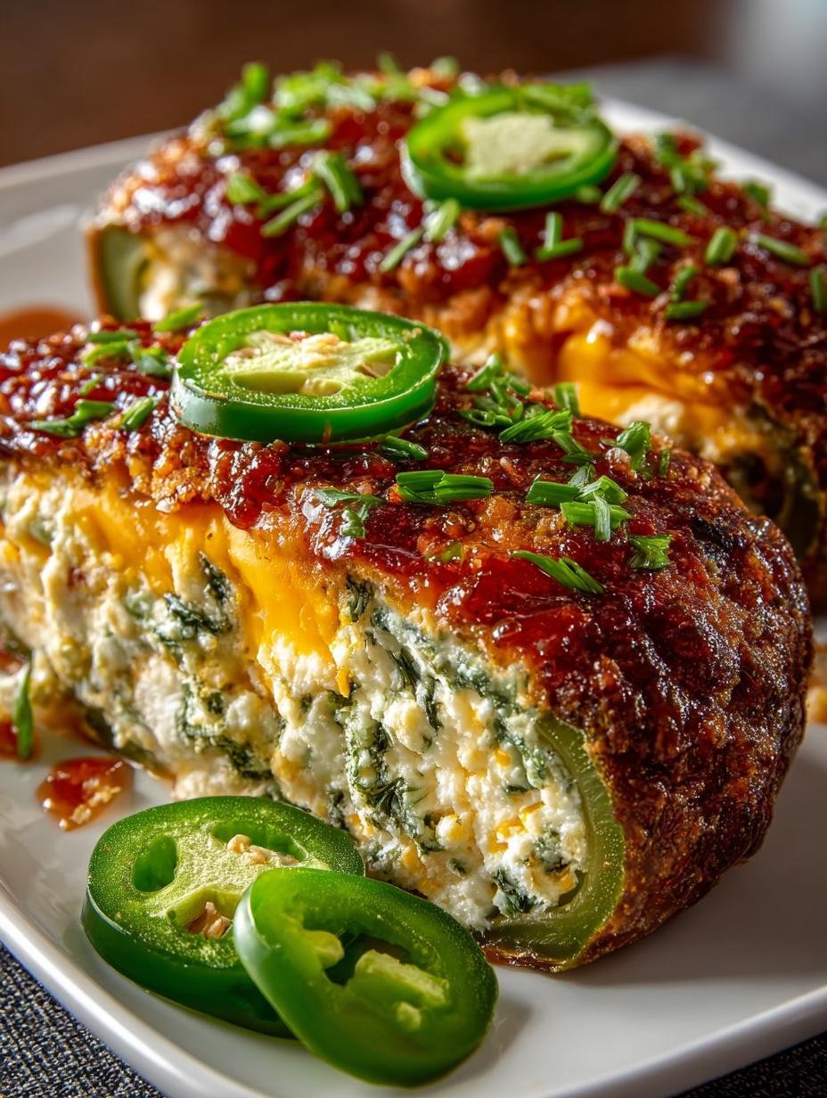 Spicy Cheesy Jalapeno Popper Stuffed Meatloaf Recipe - Spicy Cheesy Jalapeno Popper - main visual representation